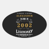 Gepersonaliseerde 21e verjaardag 2002 Naam toevoeg Ovale Sticker (Voorkant)