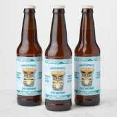 Gepersonaliseerde 21e verjaardag Tiki Hawaiian Lua Bier Etiket (Flessen)