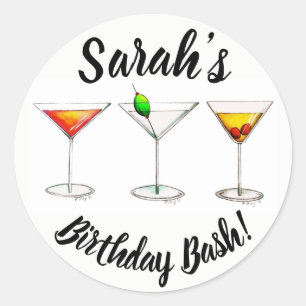 Gepersonaliseerde 21e verjaardag van de Cocktails  Ronde Sticker