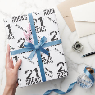 Gepersonaliseerde 21ste Verjaardag - 21 Rotsen Cadeaupapier