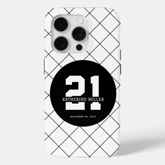 Gepersonaliseerde 21ste verjaardag Modern en Elega Case-Mate iPhone Case (Achterkant)