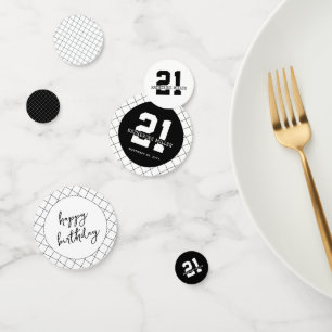 Gepersonaliseerde 21ste verjaardag Modern en Elega Confetti