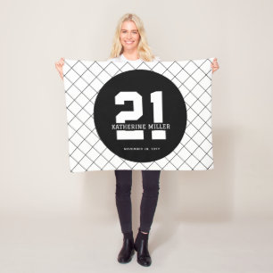 Gepersonaliseerde 21ste verjaardag Modern en Elega Fleece Deken