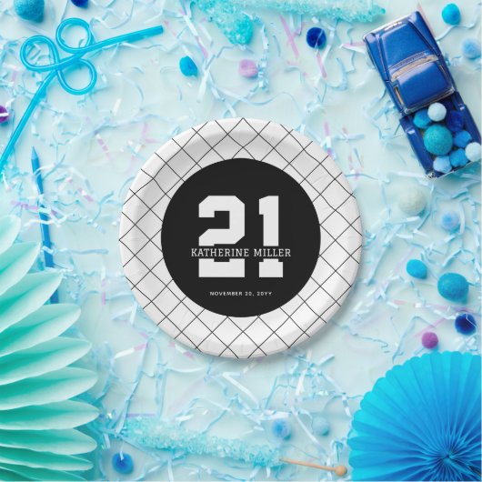 Gepersonaliseerde 21ste verjaardag Modern en Elega Papieren Bordje (Feest)