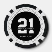 Gepersonaliseerde 21ste verjaardag Modern en Elega Poker Chips (Achterkant)