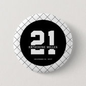 Gepersonaliseerde 21ste verjaardag Modern en Elega Ronde Button 5,7 Cm (Voorkant)