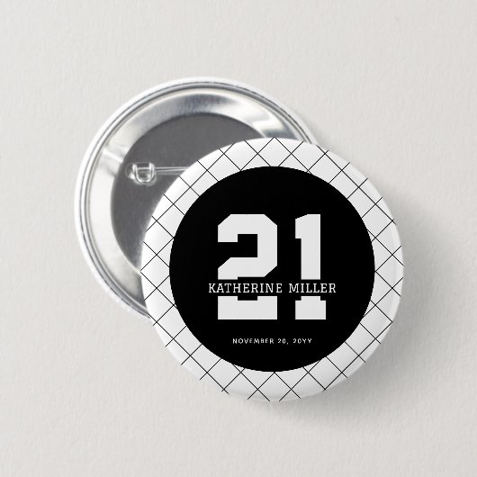Gepersonaliseerde 21ste verjaardag Modern en Elega Ronde Button 5,7 Cm (Voorkant /achterkant)