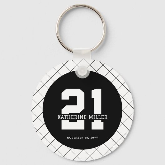 Gepersonaliseerde 21ste verjaardag Modern en Elega Sleutelhanger (Voorkant)
