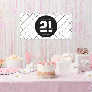 Gepersonaliseerde 21ste verjaardag Modern en Elega Spandoek
