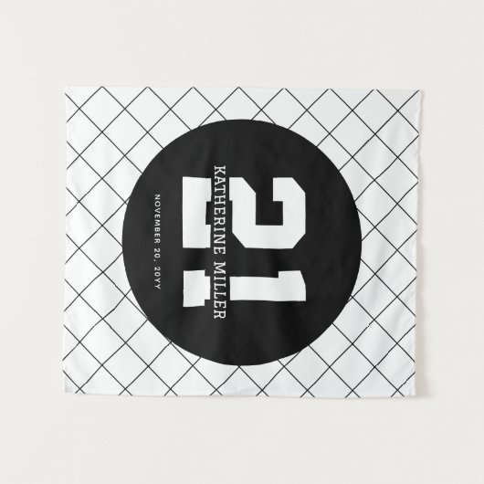 Gepersonaliseerde 21ste verjaardag Modern en Elega Wandkleed (Voorkant (horizontaal))