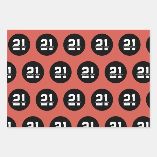 Gepersonaliseerde 21ste verjaardag Moderne Retro Inpakpapier Vel (Voorkant 3)