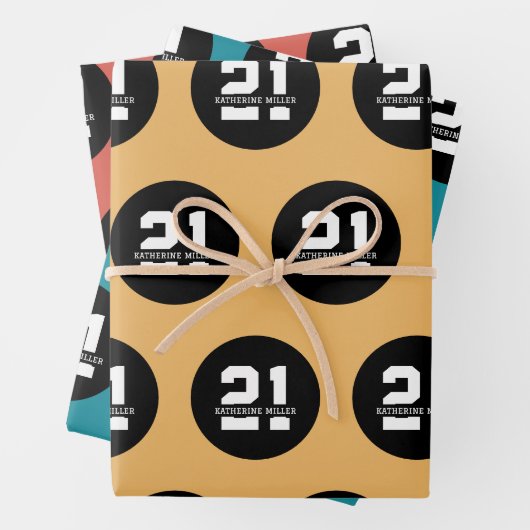 Gepersonaliseerde 21ste verjaardag Moderne Retro Inpakpapier Vel (In situ)