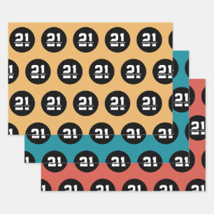 Gepersonaliseerde 21ste verjaardag Moderne Retro Inpakpapier Vel