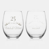 Gepersonaliseerde 25e Jubileum Keepsake Custom Gif Wijnglas Zonder Voet (Voorkant)