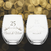 Gepersonaliseerde 25e Jubileum Keepsake Custom Gif Wijnglas Zonder Voet