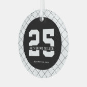 Gepersonaliseerde 25e verjaardag Modern en Elegant Glas Ornament (Voorkant links)