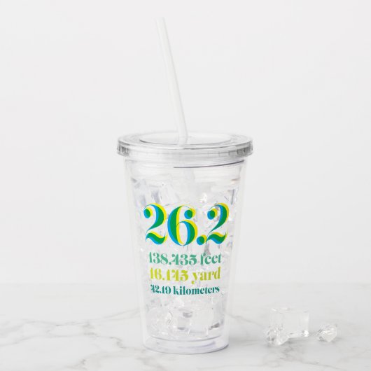 Gepersonaliseerde 26.2 Marathon Loopafstand Groen Acryl Drinkbeker (Voorkant ijs)