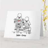 Gepersonaliseerde 2 Bruiden Motorfiets & Sidecar B Kaart (Gele Bloem)
