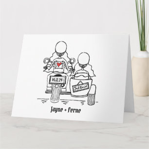 Gepersonaliseerde 2 Bruiden Motorfiets & Sidecar B Kaart