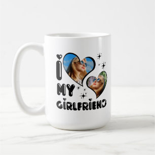 Gepersonaliseerde 2 foto Ik hou van mijn Vriendin Koffiemok
