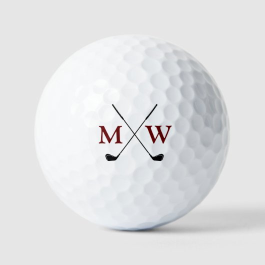 Gepersonaliseerde 2-initialen Monogram Golfer Ball Golfballen (Voorkant)