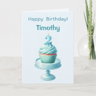 Gepersonaliseerde 2e Verjaardag Cupcake Kaart