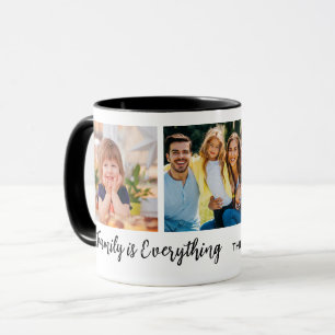Gepersonaliseerde 3 foto collage familienaam Quote Mok