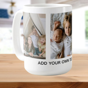 Gepersonaliseerde 3 foto en tekst koffiemok