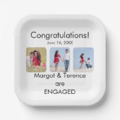 Gepersonaliseerde 3-foto Verloving aankondiging Papieren Bordje (Voorkant)