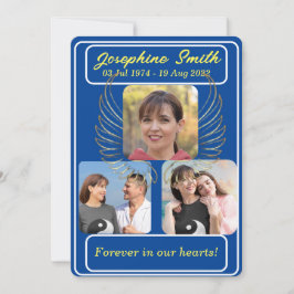 Gepersonaliseerde 3 foto's Uitvaart Memorial Uitno Feestdagenkaart