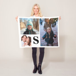 Gepersonaliseerde 3 Monogrammen van de Foto Collag Fleece Deken