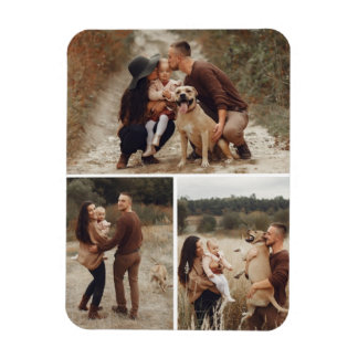 Gepersonaliseerde 3 Photo Grid Gallery Collage Fam Magneet