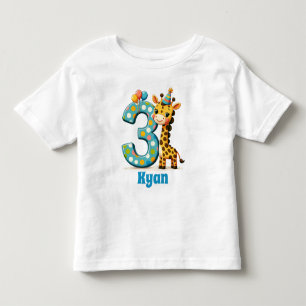 Gepersonaliseerde 3e Verjaardag Giraffe Kinder Shirts