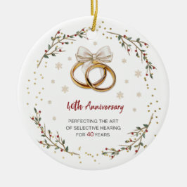 Gepersonaliseerde 40e Jubileum Paar Kerst Keramisch Ornament