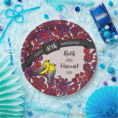 Gepersonaliseerde 40e Jubileum, Ruby Bloemvogels Papieren Bordje (Feest)