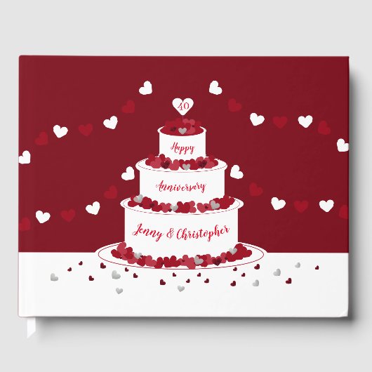 Gepersonaliseerde 40e Ruby Wedding Jubileum cake Gastenboek (Voorkant)