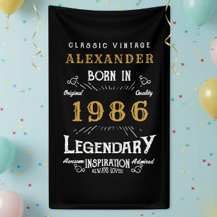 Gepersonaliseerde 40e verjaardag 1986 Vintage Lege Spandoek