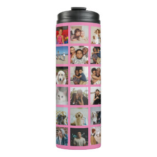 Gepersonaliseerde 42 fotocollage thermosbeker