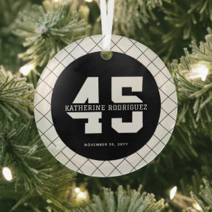 Gepersonaliseerde 45e verjaardag Modern en Elegant Glas Ornament
