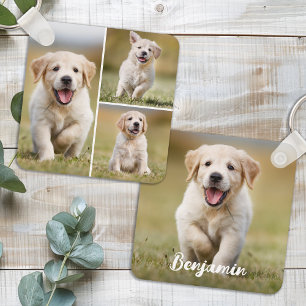 Gepersonaliseerde 4 Foto Collage Custom Hond Pet P Sleutelhanger