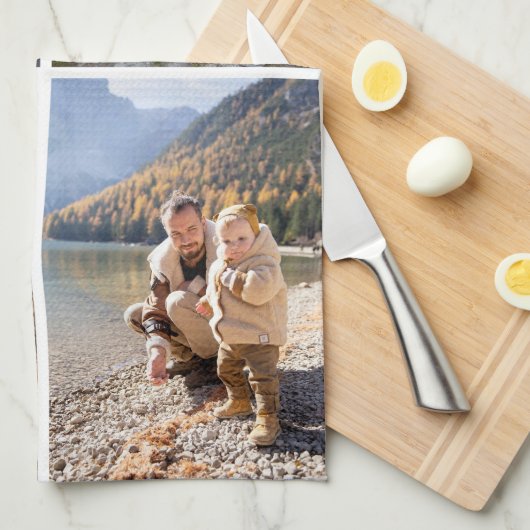 Gepersonaliseerde 4 Foto Collage Keuken Handdoeken (Quarter Fold)