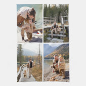 Gepersonaliseerde 4 Foto Collage Keuken Handdoeken (Verticaal)