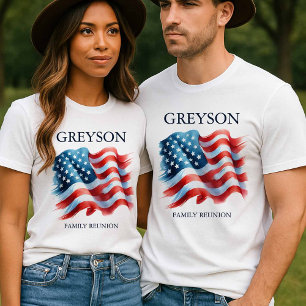 Gepersonaliseerde 4 juli gezinshereniging matching t-shirt