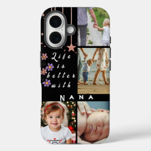 Gepersonaliseerde 4 Photo Collage Leven is beter N iPhone 16 Hoesje