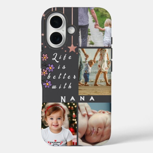 Gepersonaliseerde 4 Photo Collage Leven is beter N Case-Mate iPhone Case (Achterkant)