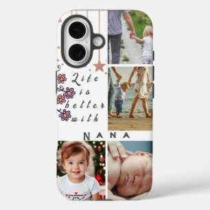 Gepersonaliseerde 4 Photo Collage Leven is beter N iPhone 16 Hoesje