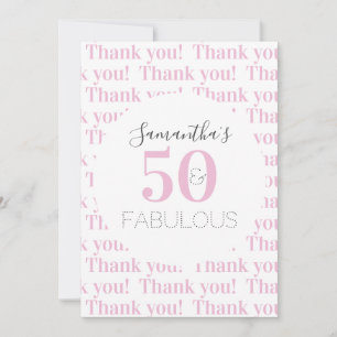 Gepersonaliseerde 50 en fabulous Modern Roze Bedankkaart