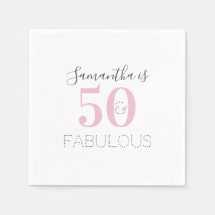 Gepersonaliseerde 50 en fabulous roze verjaardagsf servet