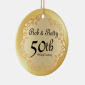 Gepersonaliseerde 50e bruiloft Jubileum Gold Keramisch Ornament (Rechts)