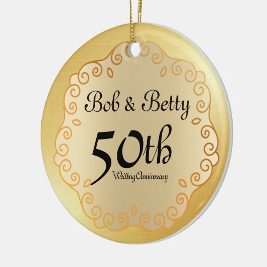 Gepersonaliseerde 50e bruiloft Jubileum Gold Keramisch Ornament (Links)
